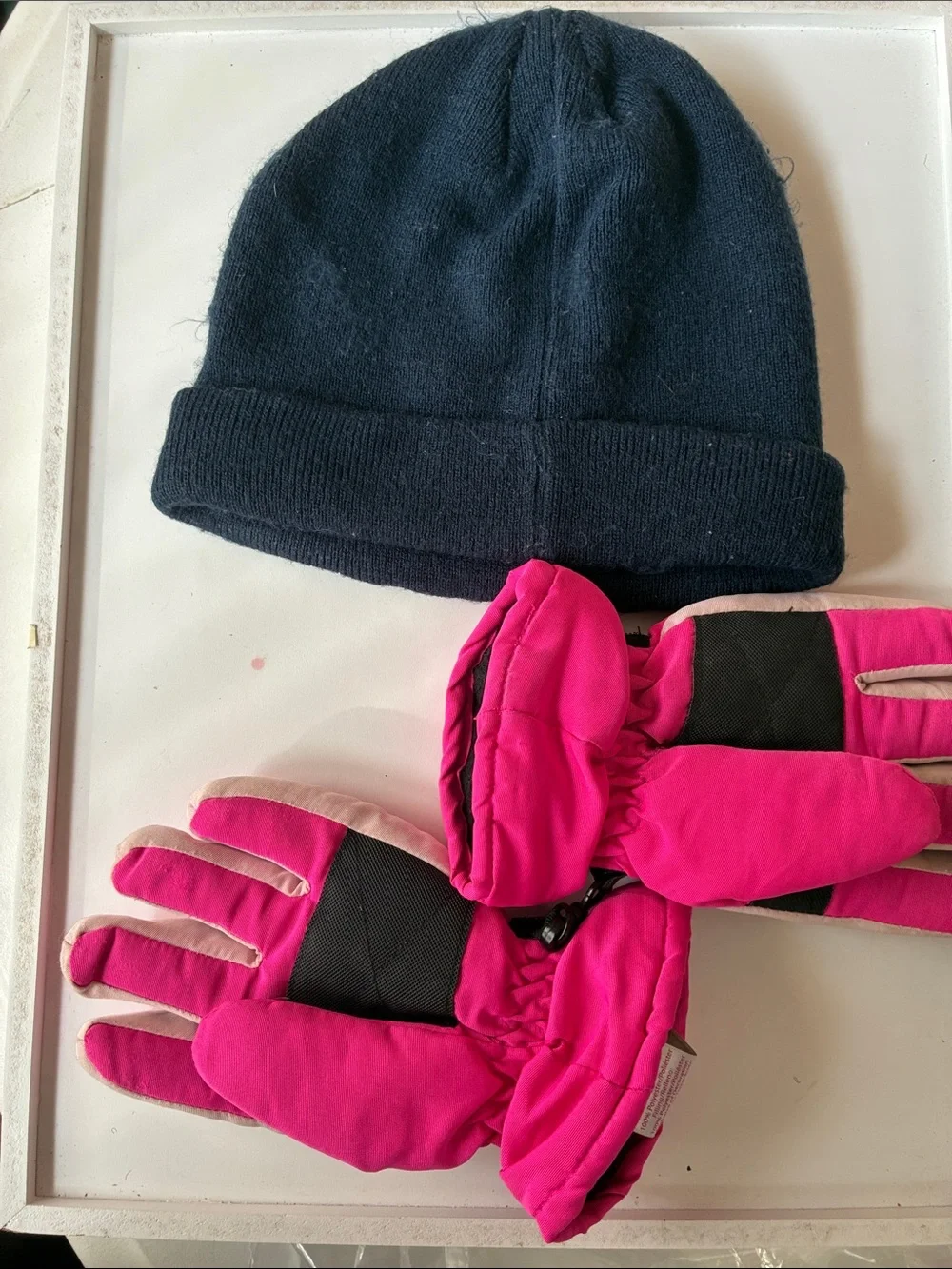 ADORBS Kids Navy Beanie and Pink Snow Gloves Set